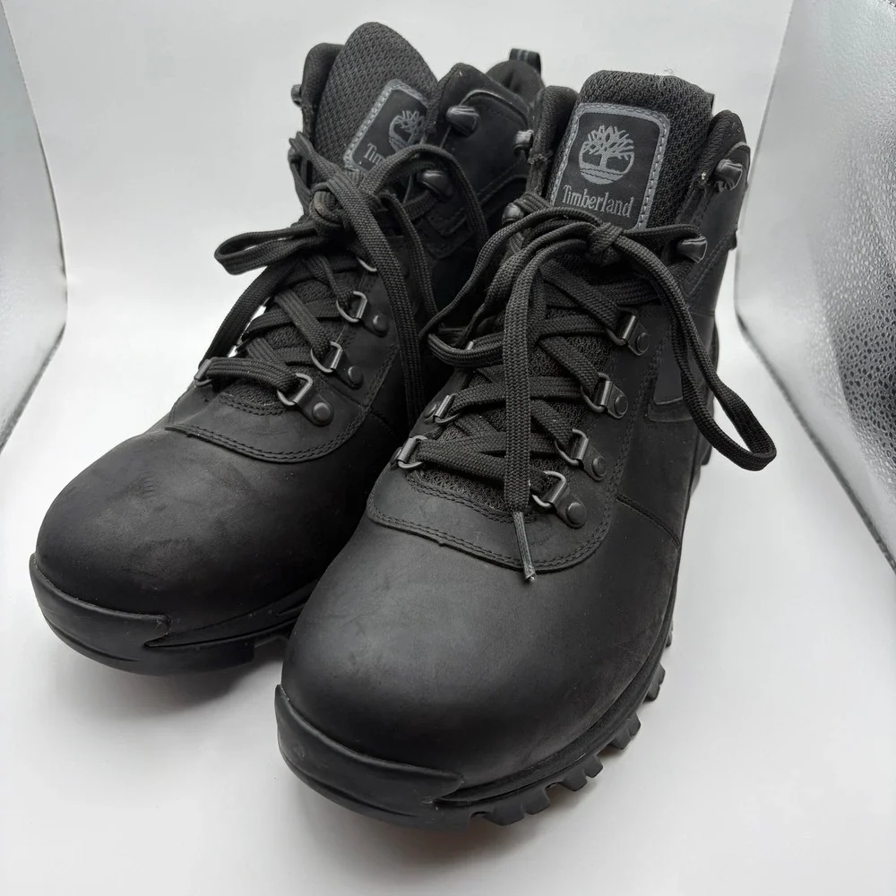 Timberland Mens 11.5 Mt Maddsen Hiking Boots Black Mid Top TimberDRY AntiFatigue